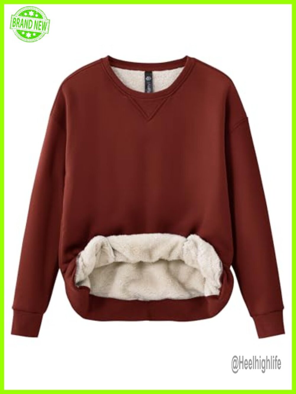 Womens Sherpa Lined Fleece Sweatshirt Crewneck Pullover with Pockets Warm Winter